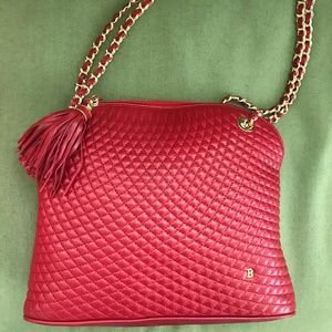 BALLY Vintage Quilted Red Leather Shoulder Bag